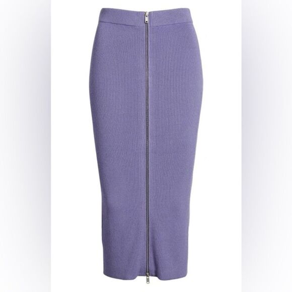 open edit | RIB ZIP FRONT SWEATER KNIT SKIRT - Picture 1 of 5